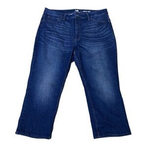 Lee Women's Midrise Denim Jean Capri Crop Dark Wash Stretch Cotton Blend Size 16